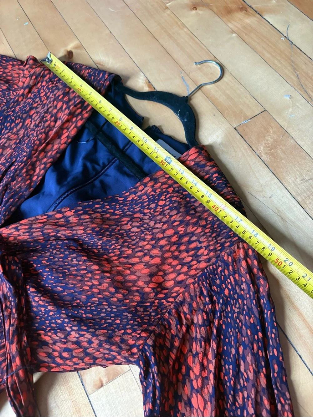 Reiss Sz 2 Maya Red Blue Printed Abstract Tie Waist Midi Dress - Picture 10 of 14